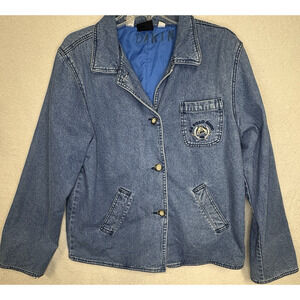 Vintage US Polo Assn Denim Jean Jacket Pockets Button Trucker Blue Women Sz Med